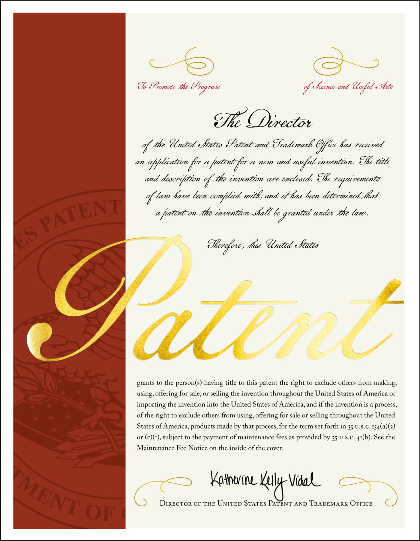United States patent certificate