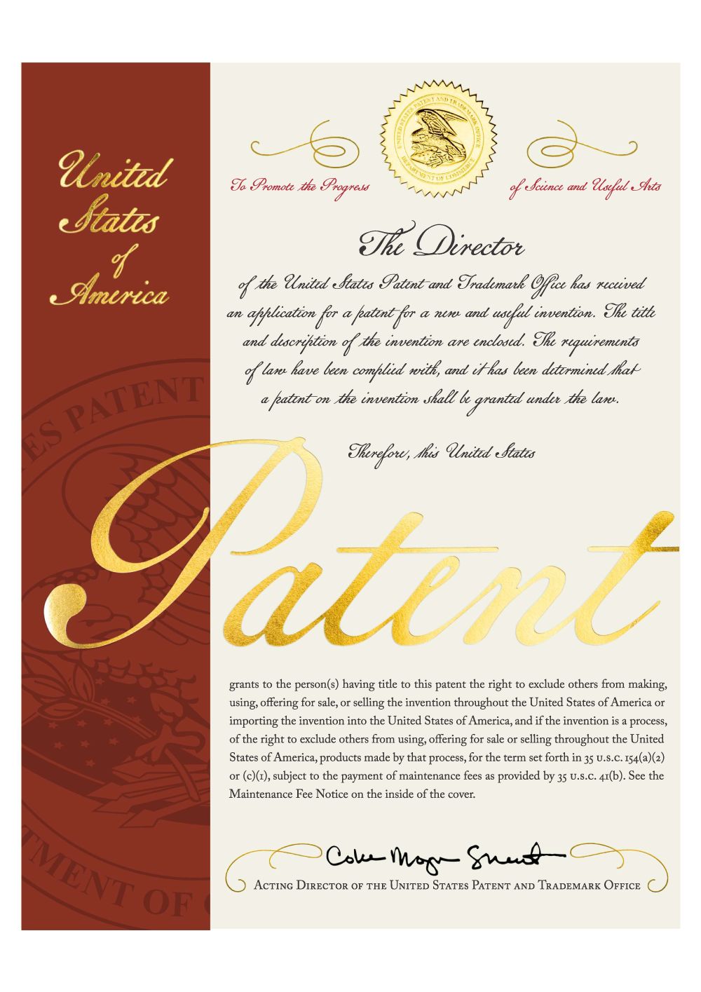 Brakes patent certificate 29 of 44