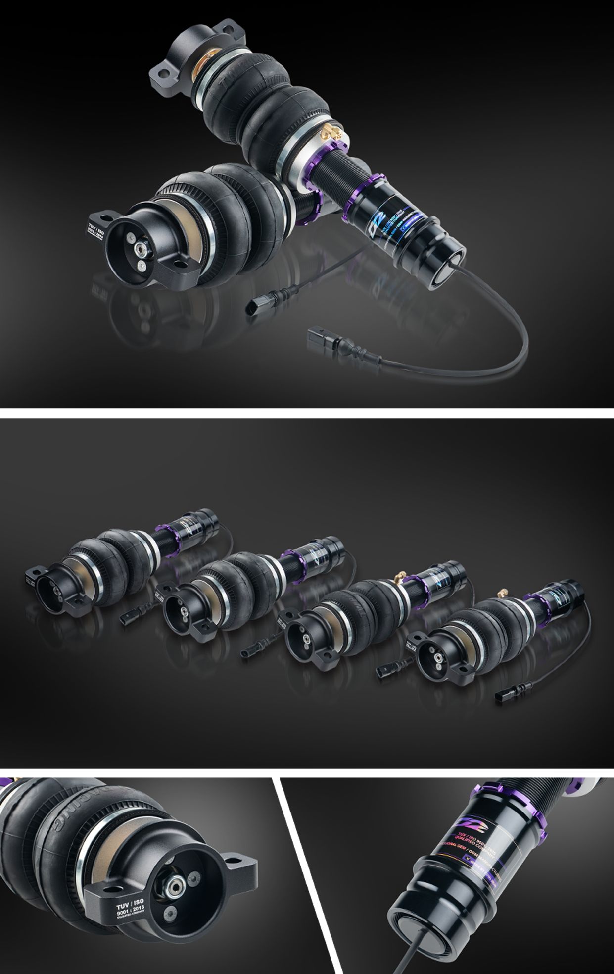 ED-O electronic damping air suspension struts and their adjusters