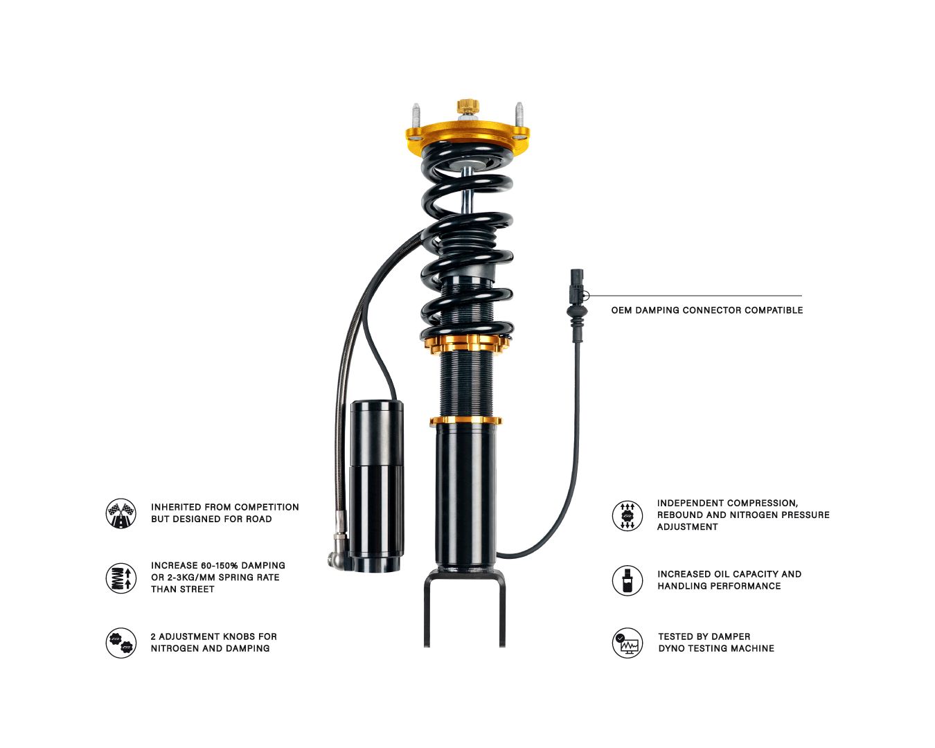 ED-N electronic coilover with external nitrogen reservoir