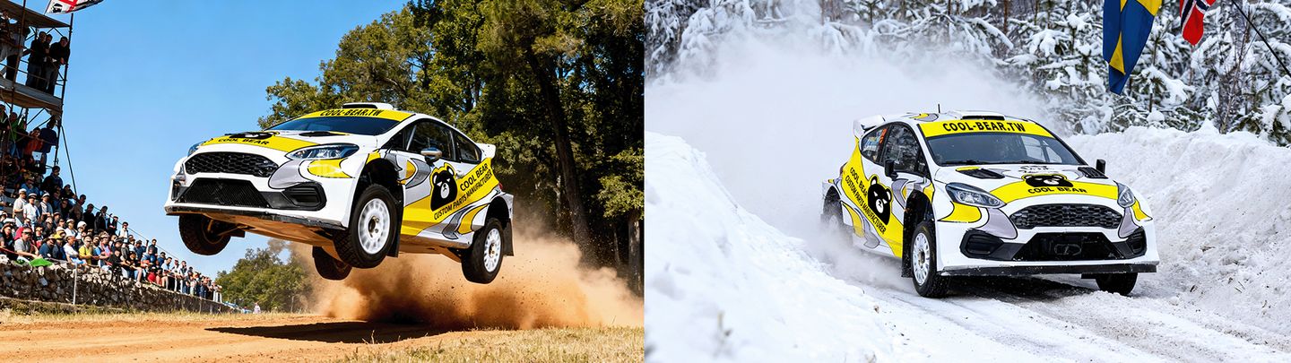Rally2 cars with our professional suspension on gravel and snow